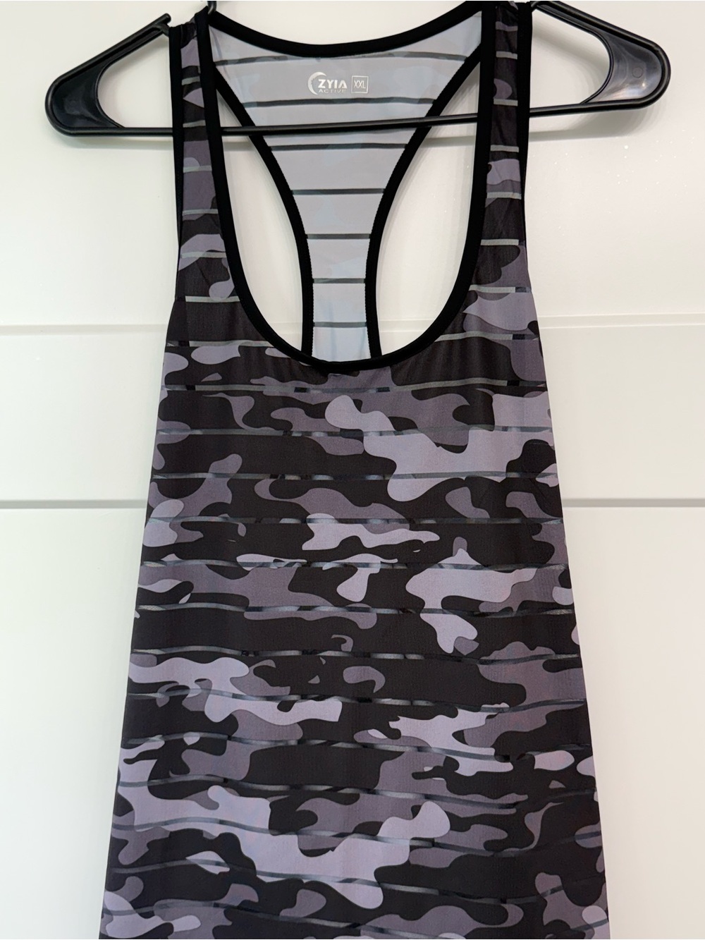 ZYIA Black & Gray Camo Racerback Tank